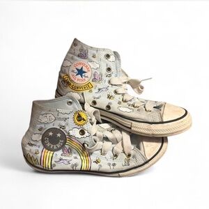 Converse Kids High-Top Sneakers in Cream with Rainbow & Cloud Graphics